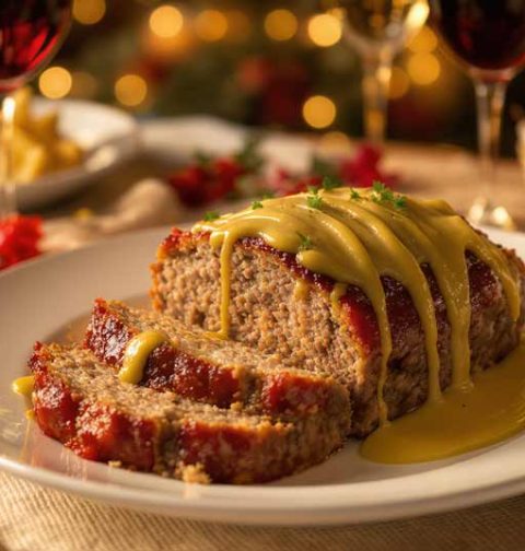 Gehaktbrood met mosterdmayonaise