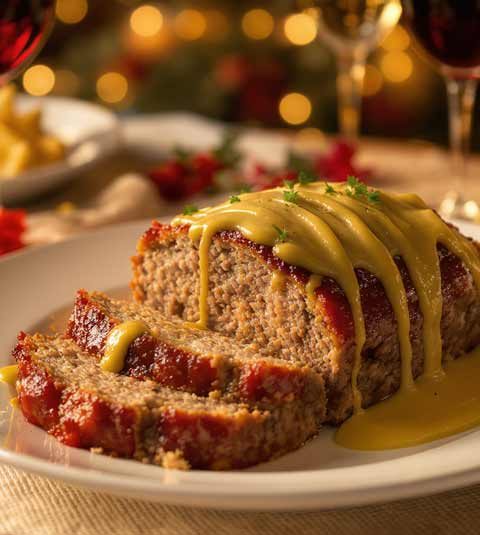 Gehaktbrood met mosterdmayonaise