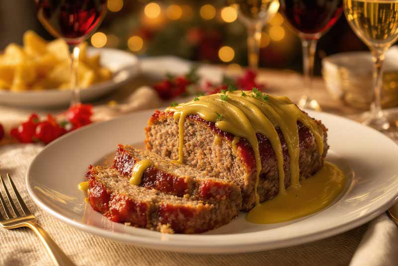 Gehaktbrood met mosterdmayonaise