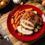 Gehaktbrood met wortel en erwtjes