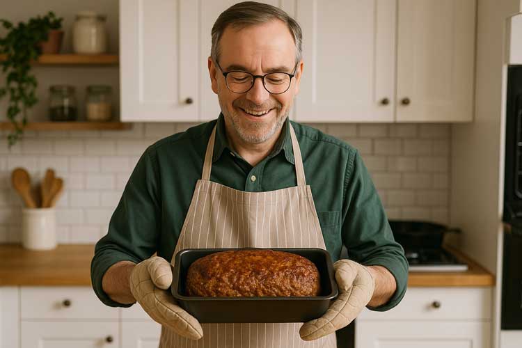Gehaktbrood dat net uit de oven komt